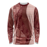Polynesian Tribal Pattern Patchwork Picturesque Long Sleeve Shirt Crimson LT7 Unisex Crimson - Polynesian Pride