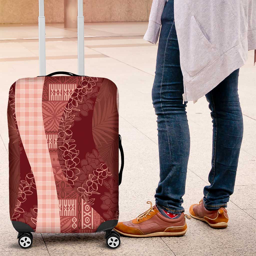 Polynesian Tribal Pattern Patchwork Picturesque Luggage Cover Crimson LT7 Crimson - Polynesian Pride