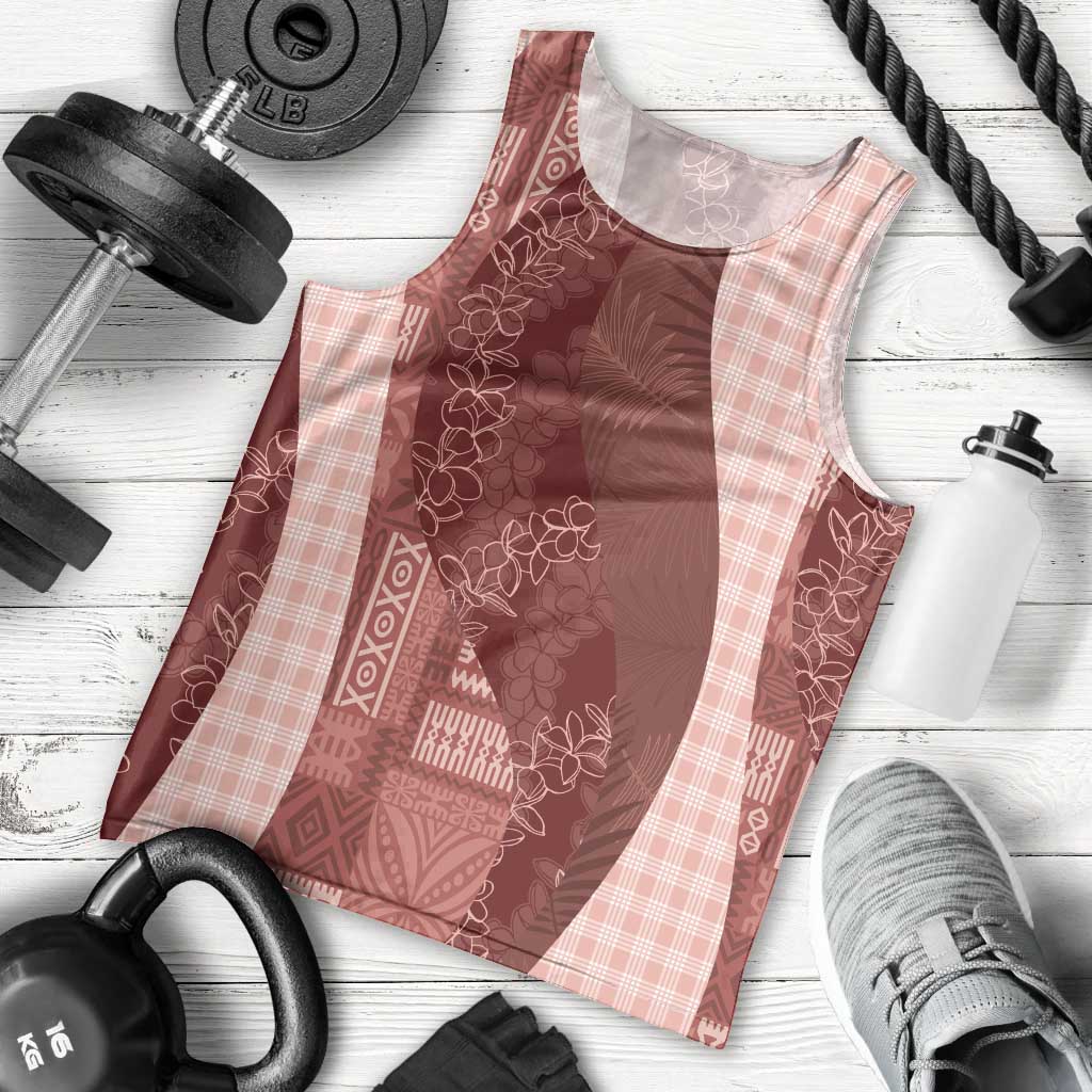 Polynesian Tribal Pattern Patchwork Picturesque Men Tank Top Crimson LT7 - Polynesian Pride