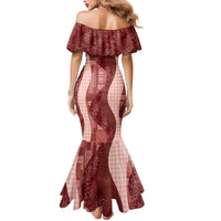 Polynesian Tribal Pattern Patchwork Picturesque Mermaid Dress Crimson LT7 - Polynesian Pride