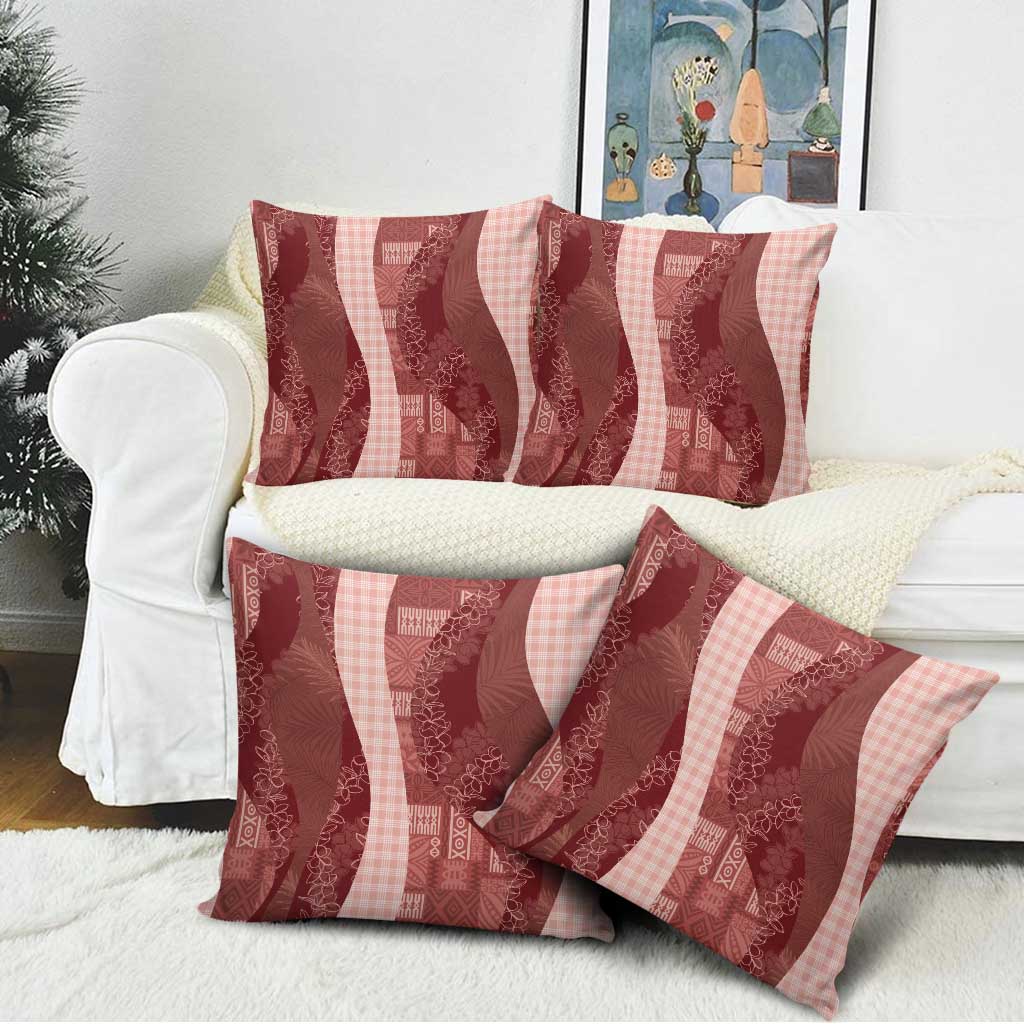 Polynesian Tribal Pattern Patchwork Picturesque Pillow Cover Crimson
