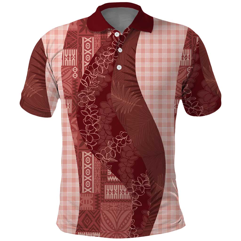 Polynesian Tribal Pattern Patchwork Picturesque Polo Shirt Crimson LT7 Crimson - Polynesian Pride
