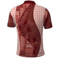 Polynesian Tribal Pattern Patchwork Picturesque Polo Shirt Crimson LT7 - Polynesian Pride