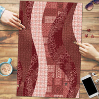 Polynesian Tribal Pattern Patchwork Picturesque Puzzle Crimson