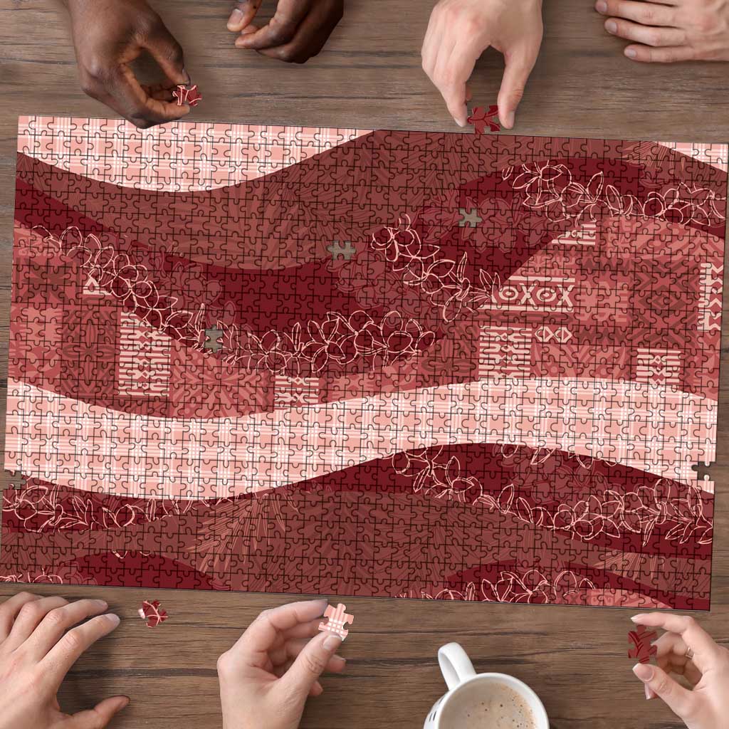 Polynesian Tribal Pattern Patchwork Picturesque Puzzle Crimson