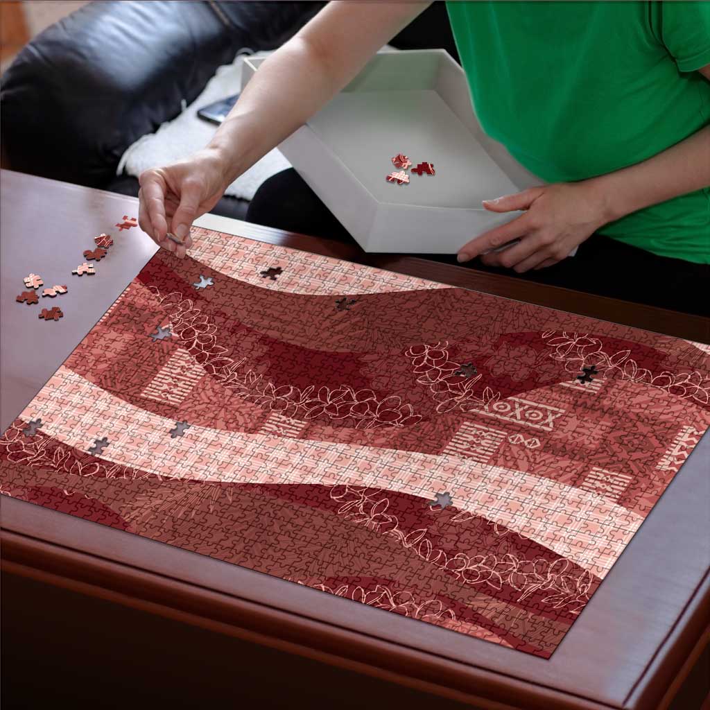 Polynesian Tribal Pattern Patchwork Picturesque Puzzle Crimson