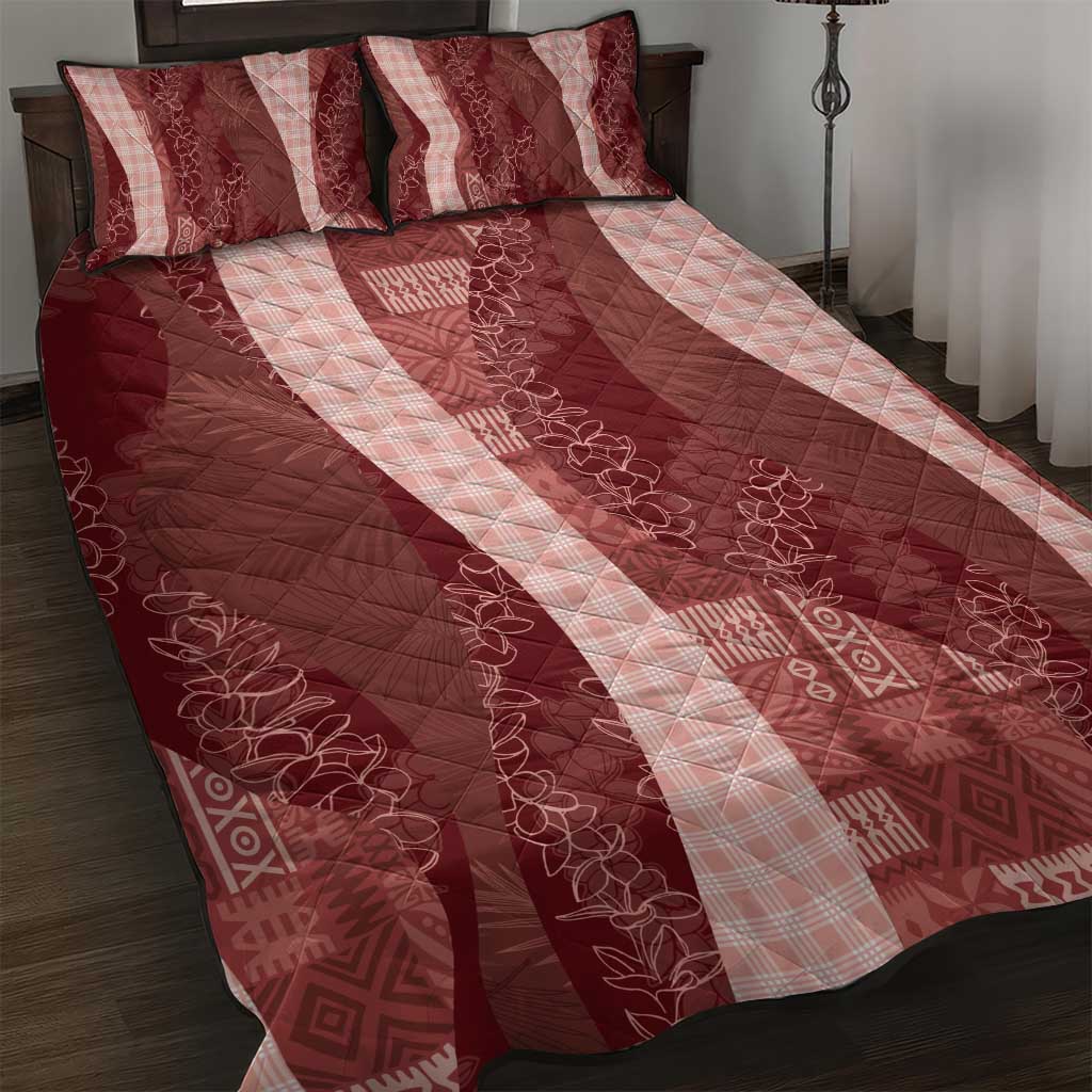 Polynesian Tribal Pattern Patchwork Picturesque Quilt Bed Set Crimson LT7 Crimson - Polynesian Pride