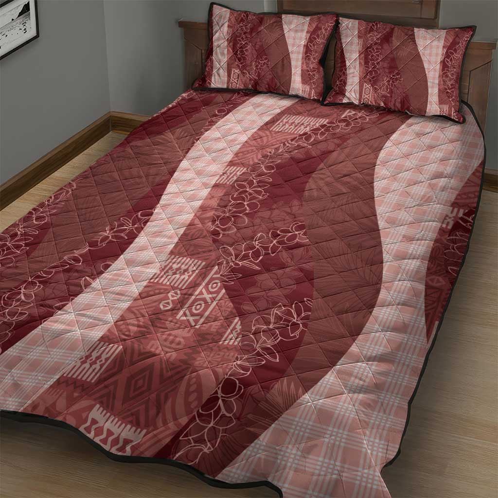 Polynesian Tribal Pattern Patchwork Picturesque Quilt Bed Set Crimson LT7 - Polynesian Pride