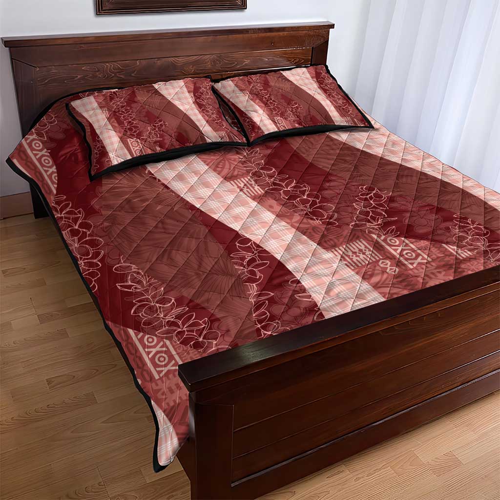 Polynesian Tribal Pattern Patchwork Picturesque Quilt Bed Set Crimson LT7 - Polynesian Pride