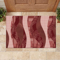Polynesian Tribal Pattern Patchwork Picturesque Rubber Doormat Crimson LT7 Crimson - Polynesian Pride
