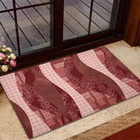 Polynesian Tribal Pattern Patchwork Picturesque Rubber Doormat Crimson LT7 - Polynesian Pride