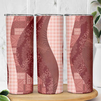 Polynesian Tribal Pattern Patchwork Picturesque Skinny Tumbler Crimson LT7 - Polynesian Pride