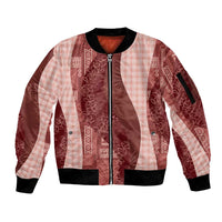 Polynesian Tribal Pattern Patchwork Picturesque Sleeve Zip Bomber Jacket Crimson LT7 Unisex Crimson - Polynesian Pride