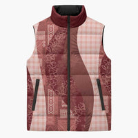 Polynesian Tribal Pattern Patchwork Picturesque Sleeveless Puffer Jacket Crimson LT7 Unisex Crimson - Polynesian Pride