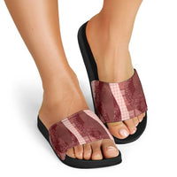 Polynesian Tribal Pattern Patchwork Picturesque Slide Sandals Crimson LT7 - Polynesian Pride