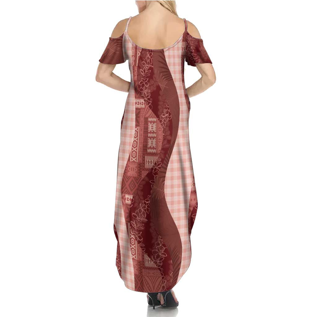 Polynesian Tribal Pattern Patchwork Picturesque Summer Maxi Dress Crimson LT7 - Polynesian Pride