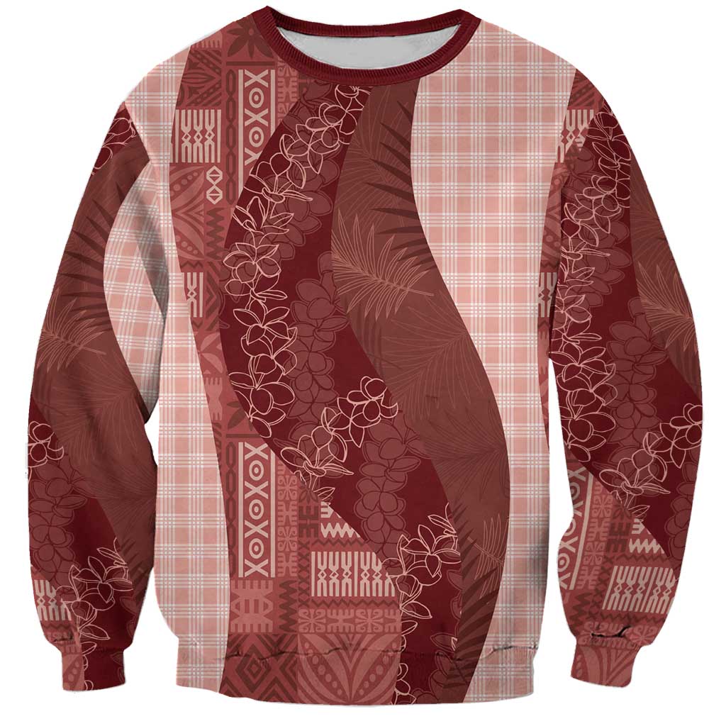 Polynesian Tribal Pattern Patchwork Picturesque Sweatshirt Crimson LT7 Unisex Crimson - Polynesian Pride