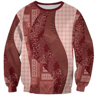 Polynesian Tribal Pattern Patchwork Picturesque Sweatshirt Crimson LT7 Unisex Crimson - Polynesian Pride