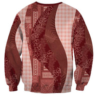 Polynesian Tribal Pattern Patchwork Picturesque Sweatshirt Crimson LT7 - Polynesian Pride