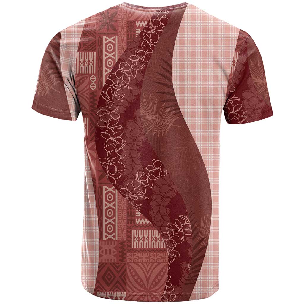 Polynesian Tribal Pattern Patchwork Picturesque T Shirt Crimson LT7 - Polynesian Pride