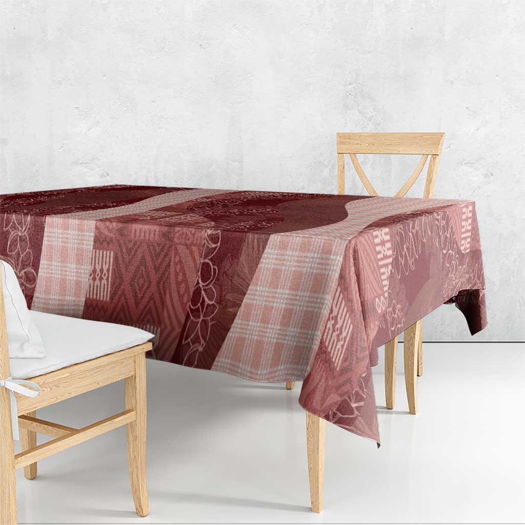 Polynesian Tribal Pattern Patchwork Picturesque Tablecloth Crimson LT7 - Polynesian Pride