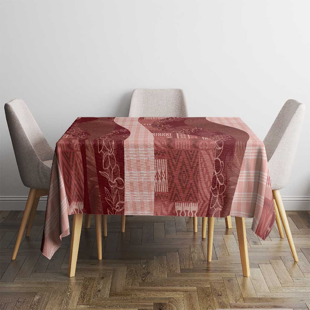 Polynesian Tribal Pattern Patchwork Picturesque Tablecloth Crimson LT7 - Polynesian Pride
