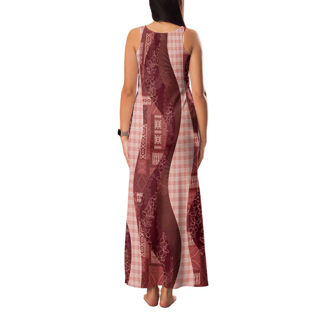 Polynesian Tribal Pattern Patchwork Picturesque Tank Maxi Dress Crimson LT7 - Polynesian Pride
