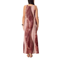 Polynesian Tribal Pattern Patchwork Picturesque Tank Maxi Dress Crimson LT7 - Polynesian Pride