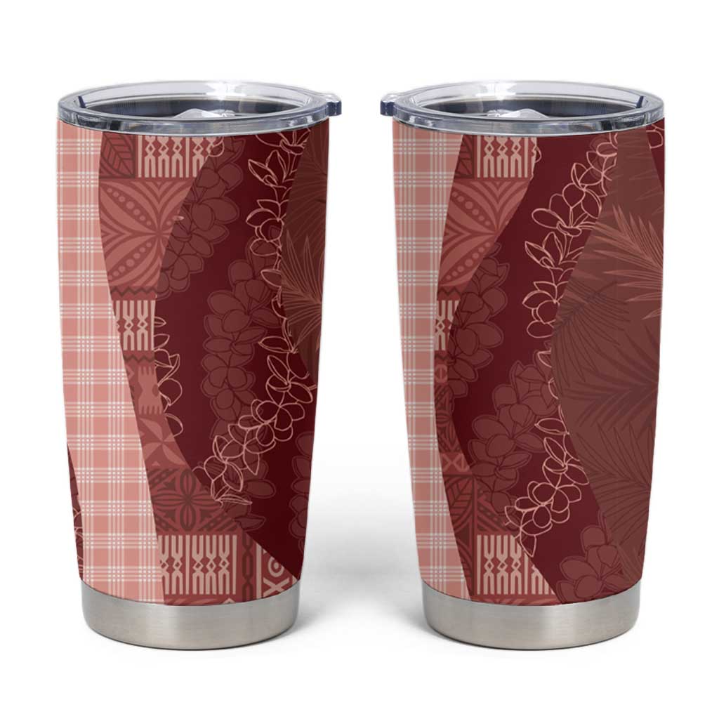 Polynesian Tribal Pattern Patchwork Picturesque Tumbler Cup Crimson LT7 Crimson - Polynesian Pride