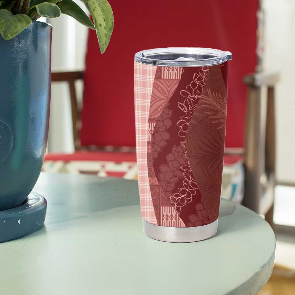 Polynesian Tribal Pattern Patchwork Picturesque Tumbler Cup Crimson LT7 - Polynesian Pride