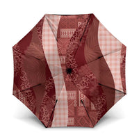 Polynesian Tribal Pattern Patchwork Picturesque Umbrella Crimson