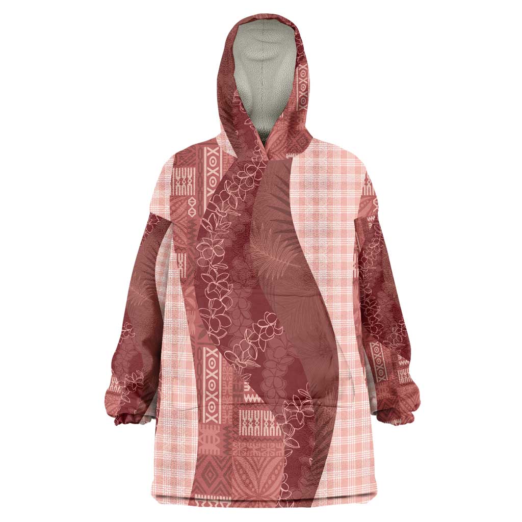 Polynesian Tribal Pattern Patchwork Picturesque Wearable Blanket Hoodie Crimson LT7 One Size Crimson - Polynesian Pride
