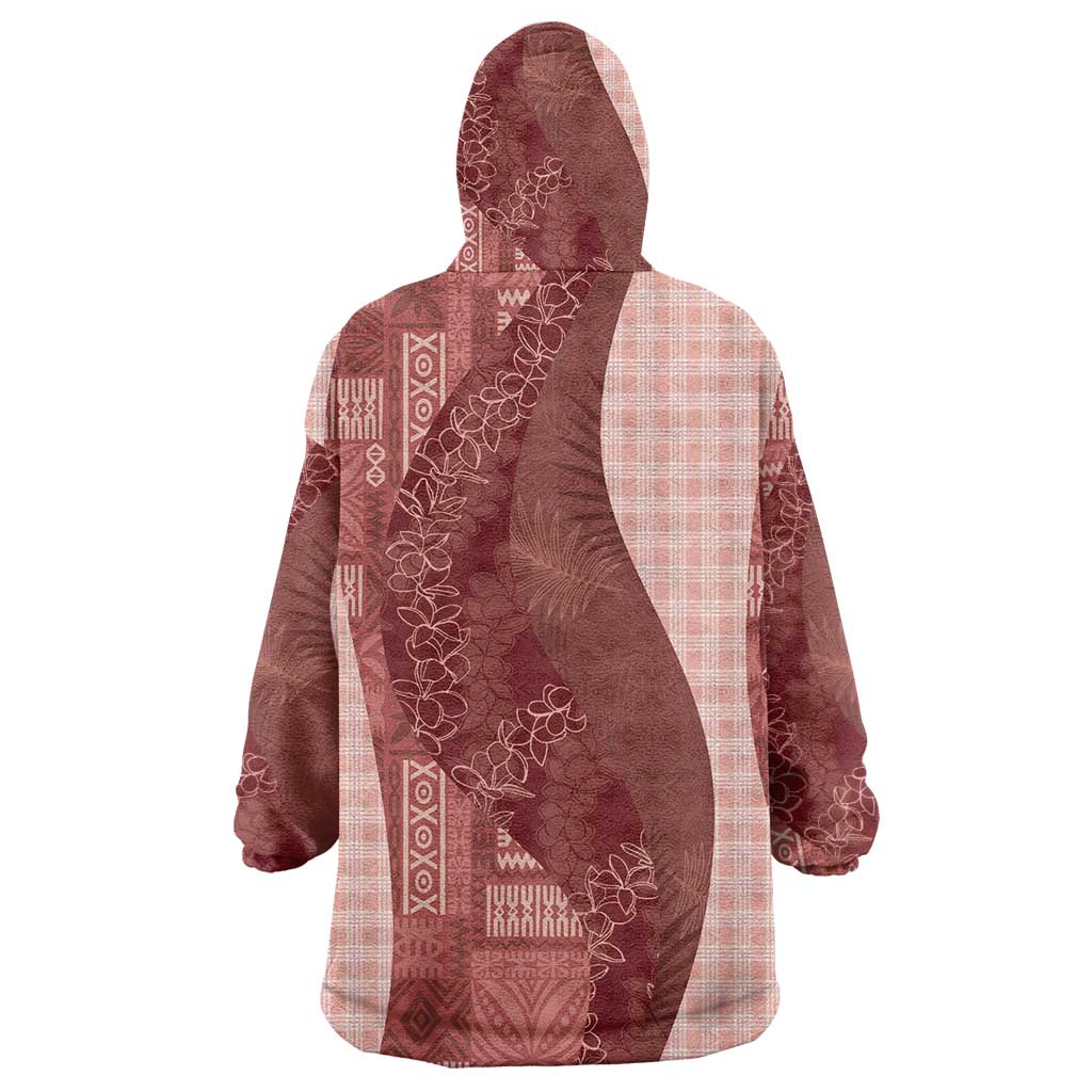 Polynesian Tribal Pattern Patchwork Picturesque Wearable Blanket Hoodie Crimson LT7 - Polynesian Pride