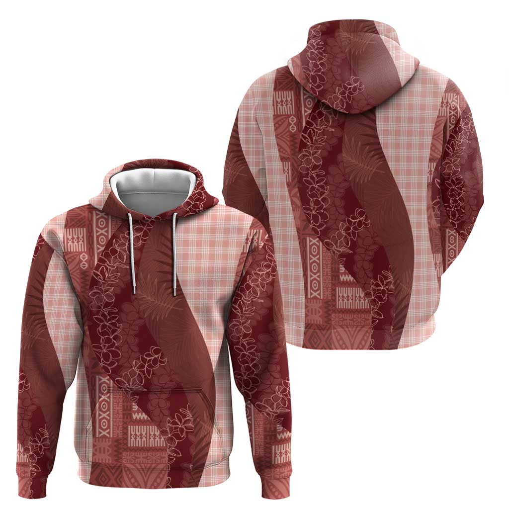 Polynesian Tribal Pattern Patchwork Picturesque Zip Hoodie Crimson LT7 - Polynesian Pride