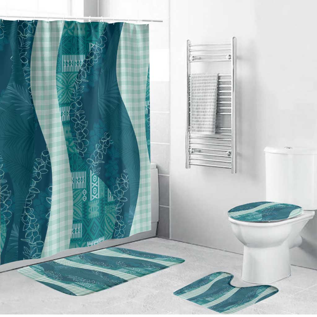 Polynesian Tribal Pattern Patchwork Picturesque Bathroom Set Oceanic LT7 Bathroom Set (4 pcs) Blue - Polynesian Pride