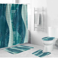 Polynesian Tribal Pattern Patchwork Picturesque Bathroom Set Oceanic LT7 Bathroom Set (4 pcs) Blue - Polynesian Pride