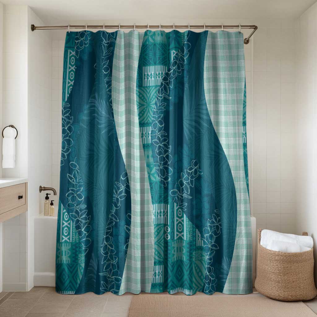 Polynesian Tribal Pattern Patchwork Picturesque Bathroom Set Oceanic LT7 Shower Curtain Only Blue - Polynesian Pride