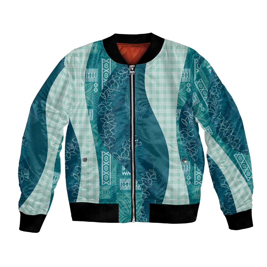 Polynesian Tribal Pattern Patchwork Picturesque Bomber Jacket Oceanic LT7 Unisex Blue - Polynesian Pride
