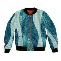 Polynesian Tribal Pattern Patchwork Picturesque Bomber Jacket Oceanic LT7 Unisex Blue - Polynesian Pride