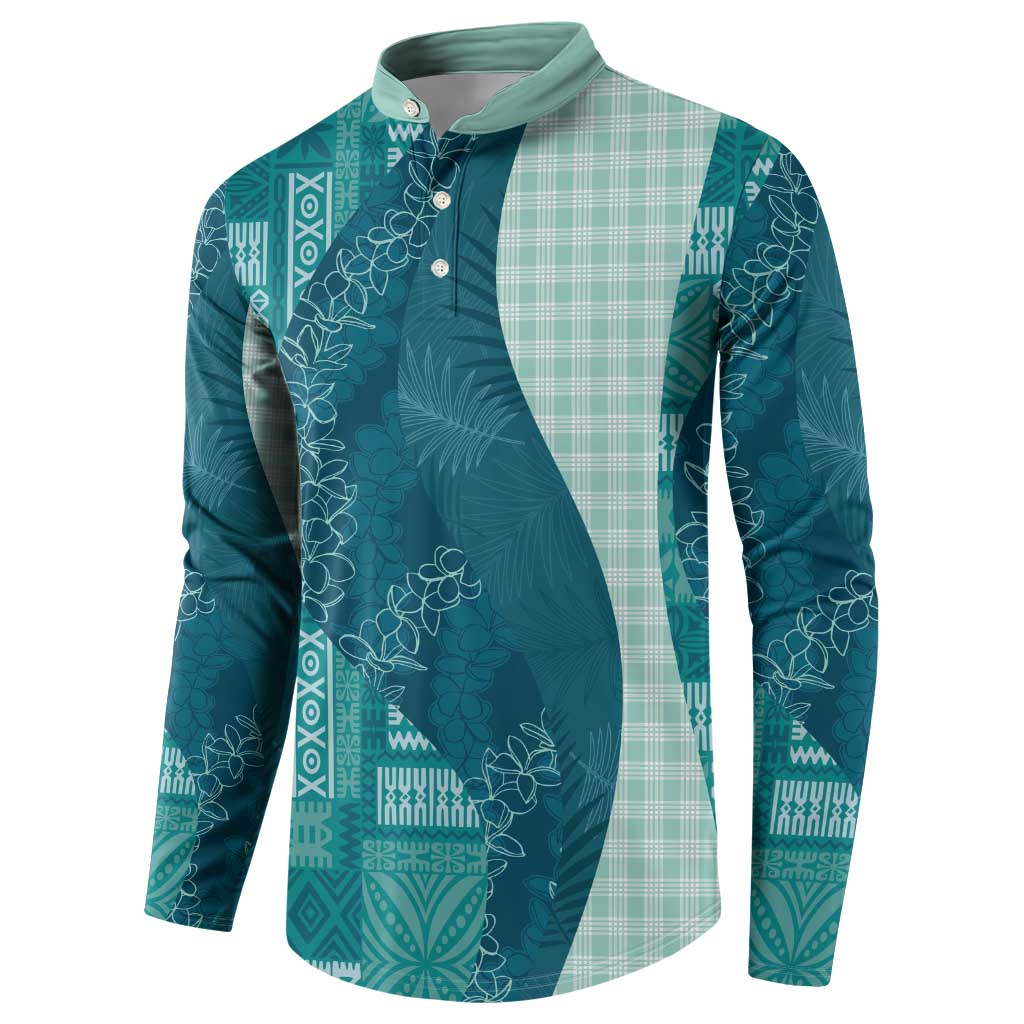 Polynesian Tribal Pattern Patchwork Picturesque Button Sweatshirt Oceanic LT7 - Polynesian Pride