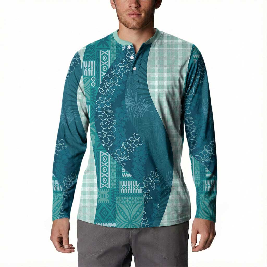 Polynesian Tribal Pattern Patchwork Picturesque Button Sweatshirt Oceanic LT7 - Polynesian Pride