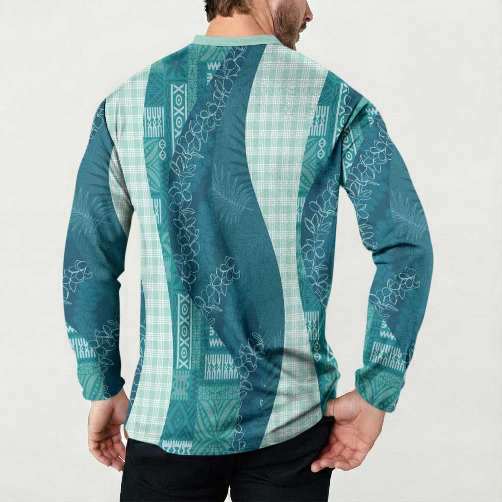 Polynesian Tribal Pattern Patchwork Picturesque Button Sweatshirt Oceanic LT7 - Polynesian Pride