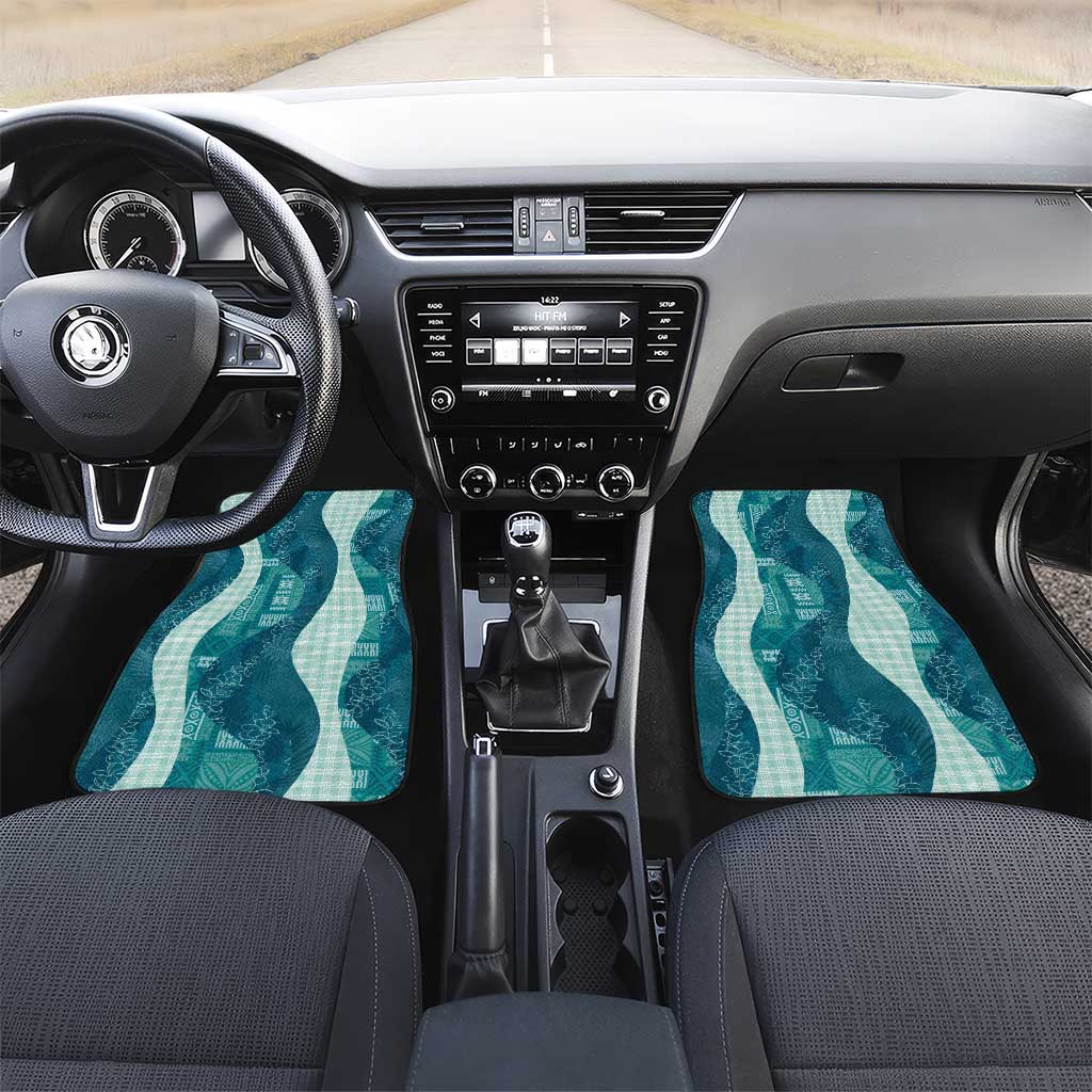 Polynesian Tribal Pattern Patchwork Picturesque Car Mats Oceanic LT7 Set 2pcs - Front Blue - Polynesian Pride