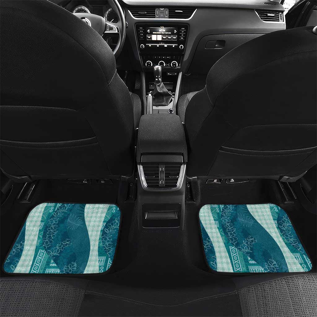 Polynesian Tribal Pattern Patchwork Picturesque Car Mats Oceanic LT7 Set 2pcs - Back Blue - Polynesian Pride