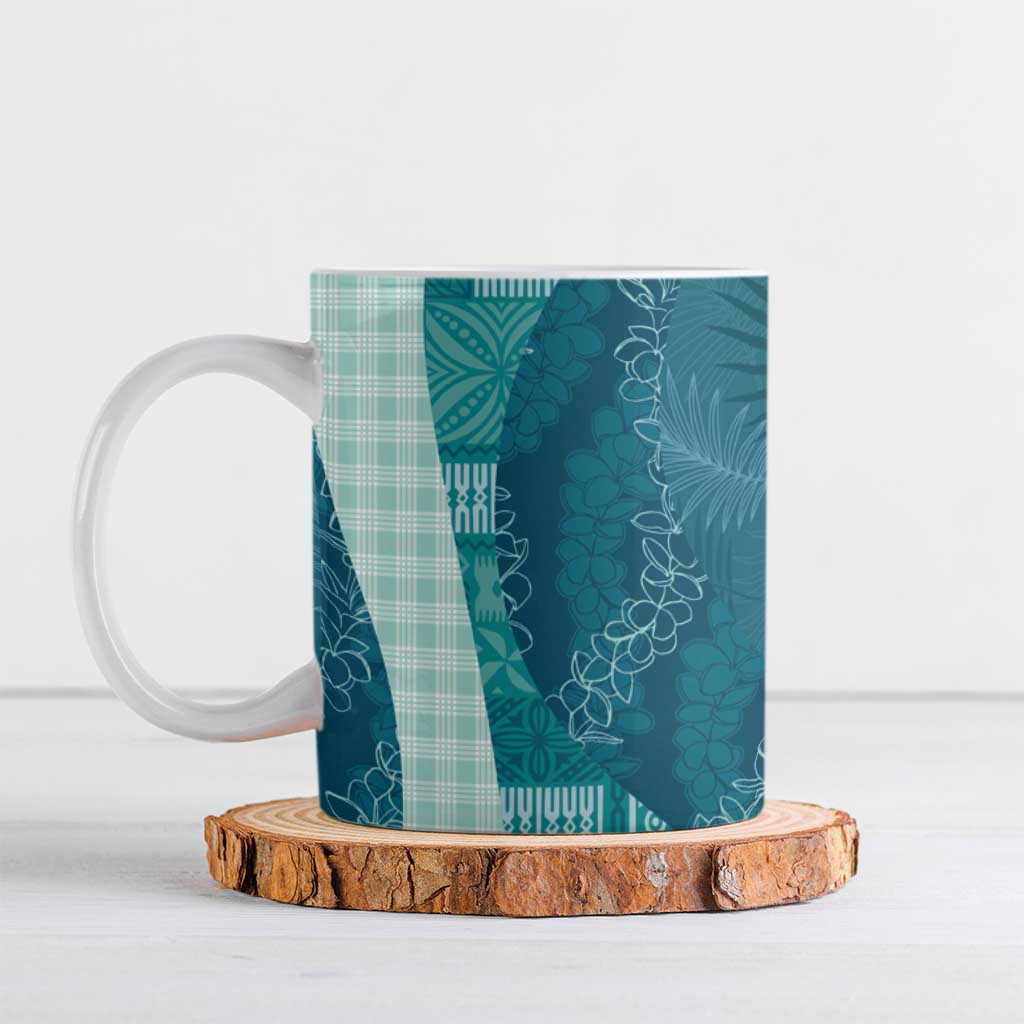 Polynesian Tribal Pattern Patchwork Picturesque Ceramic Mug Oceanic LT7 Blue - Polynesian Pride
