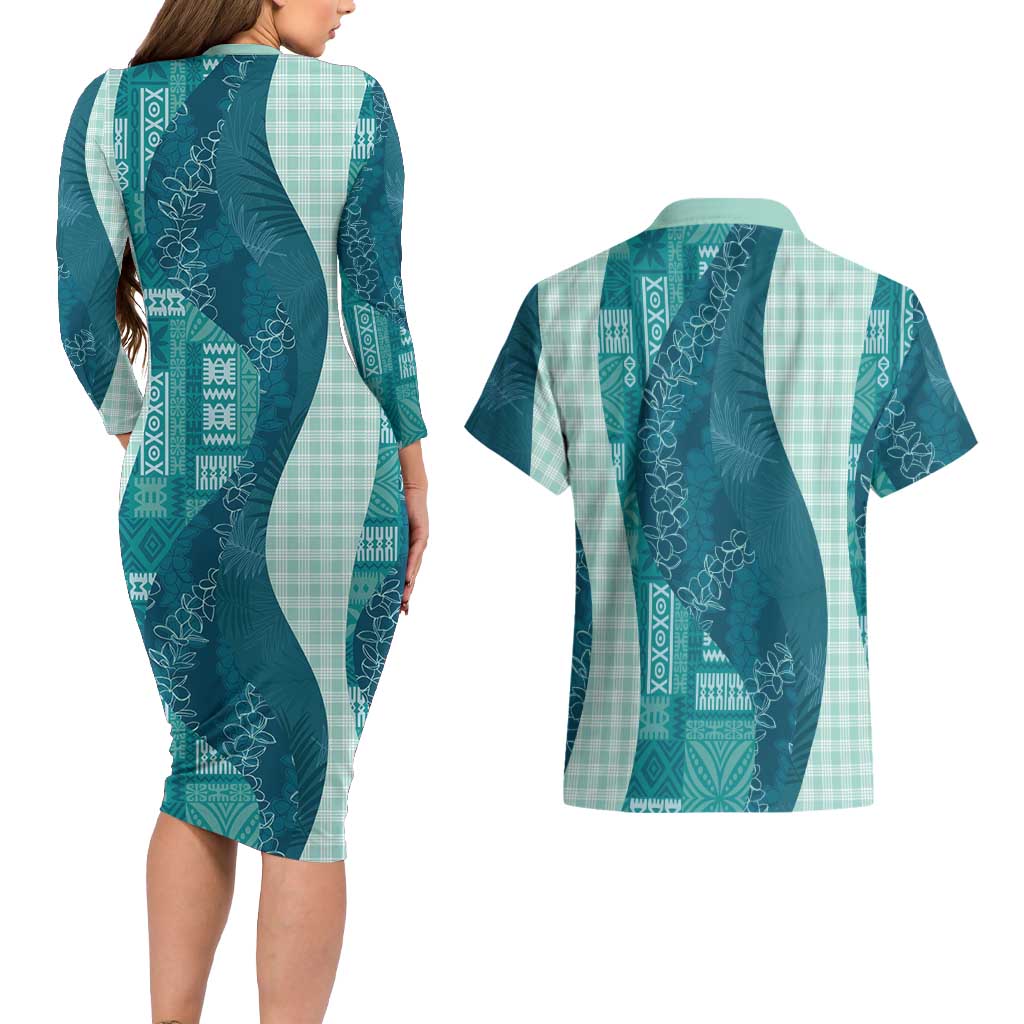 Polynesian Tribal Pattern Patchwork Picturesque Couples Matching Long Sleeve Bodycon Dress and Hawaiian Shirt Oceanic LT7 - Polynesian Pride