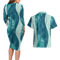 Polynesian Tribal Pattern Patchwork Picturesque Couples Matching Long Sleeve Bodycon Dress and Hawaiian Shirt Oceanic LT7 - Polynesian Pride