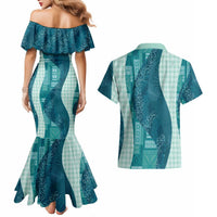 Polynesian Tribal Pattern Patchwork Picturesque Couples Matching Mermaid Dress and Hawaiian Shirt Oceanic LT7 - Polynesian Pride