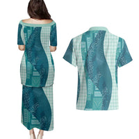 Polynesian Tribal Pattern Patchwork Picturesque Couples Matching Puletasi and Hawaiian Shirt Oceanic LT7 - Polynesian Pride