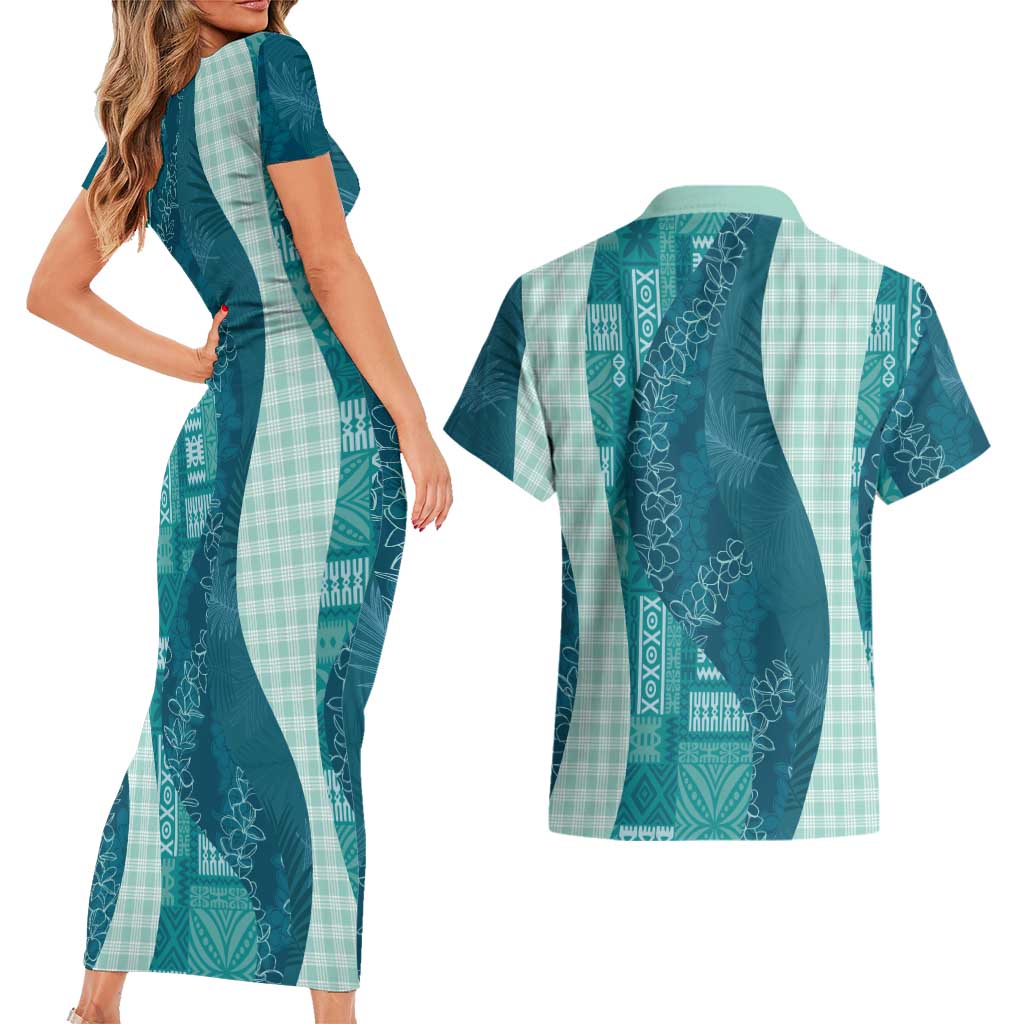 Polynesian Tribal Pattern Patchwork Picturesque Couples Matching Short Sleeve Bodycon Dress and Hawaiian Shirt Oceanic LT7 - Polynesian Pride